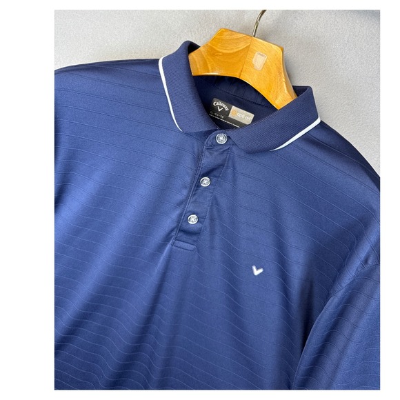 Callaway Golf Polo Shirt Opti-Dri Moisture Wicking Striped Navy‎ Blue XL - Picture 1 of 9